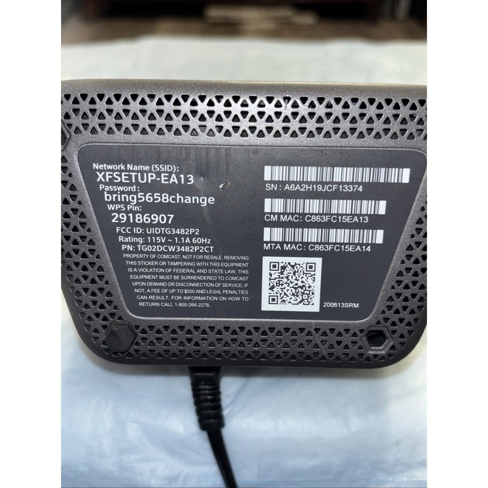 Xfinity XB6-A xFi Wireless Gateway Modem Router TG02DCW3482P2 - Picture 7 of 7